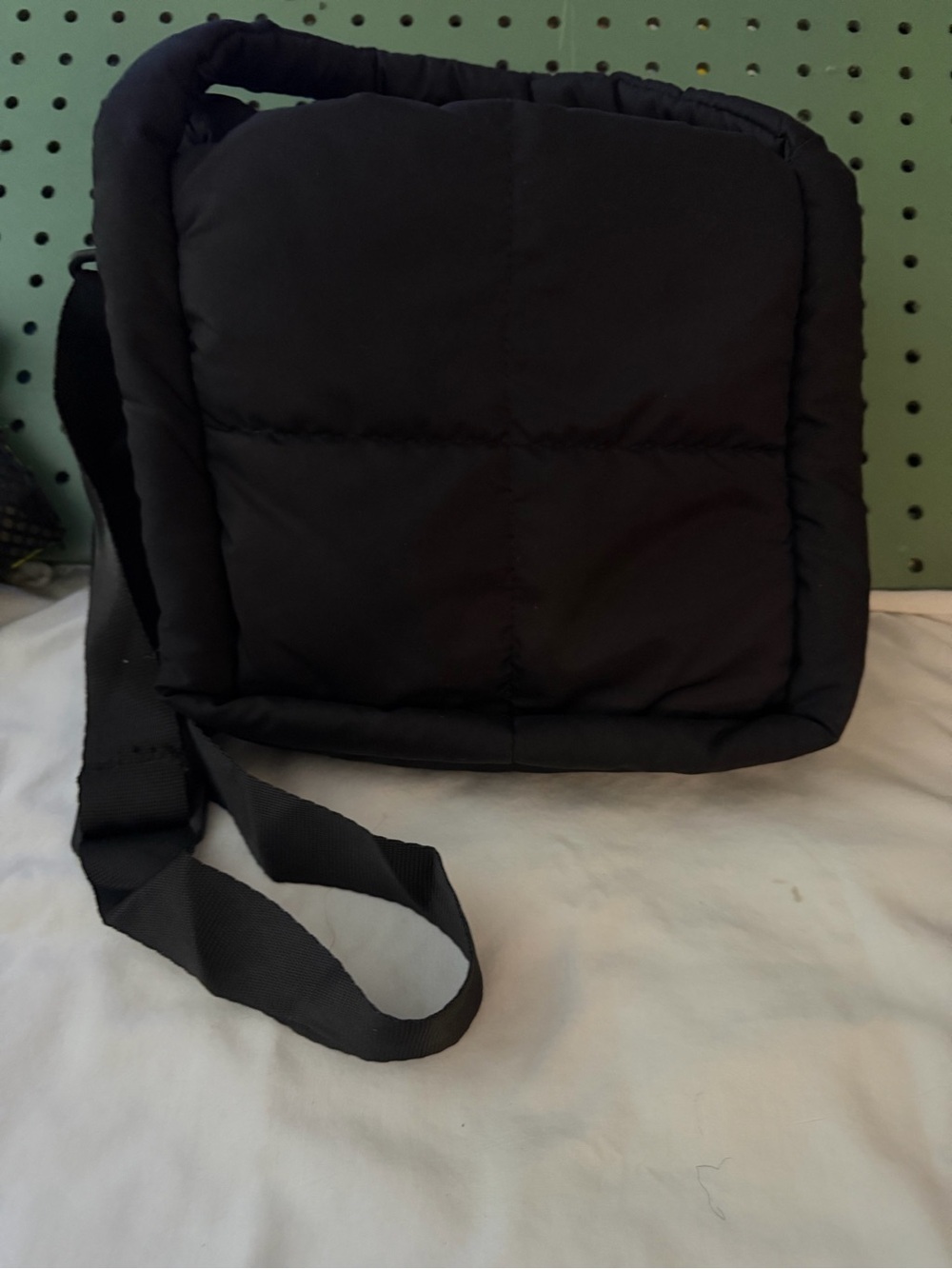 Black Padded Crossbody Bag for Men - Minimalist Shoulder Bag